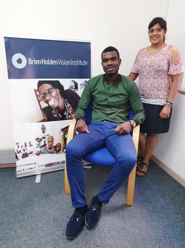 Ken welcomed by Mirashnie Rajah at BHVI South Africa on EYE-FX