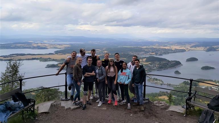 Sacha hiking with other exchange students