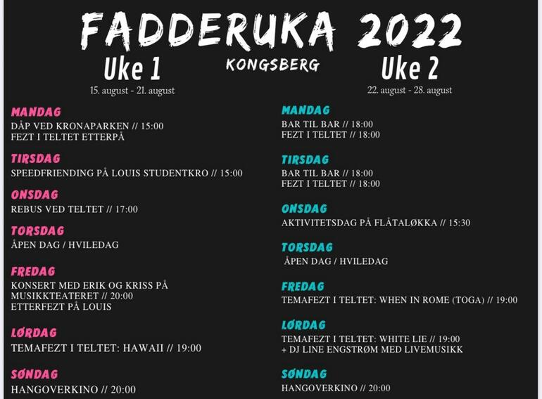 Program for fadderuka i Kongsberg