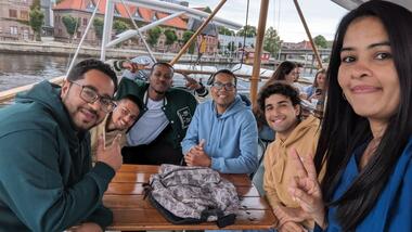 Rajani on a ferry trip organized by student union