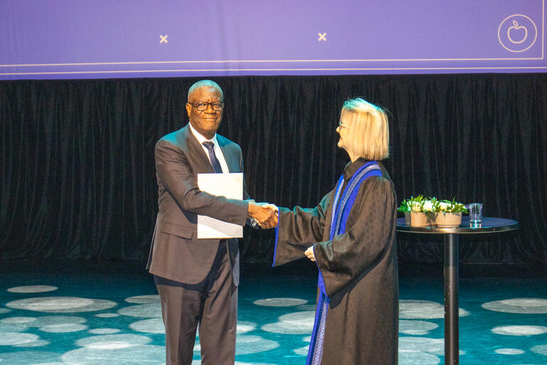 Dr. Mukwege received his honorary doctorate from rector Pia Bing-Jonsson