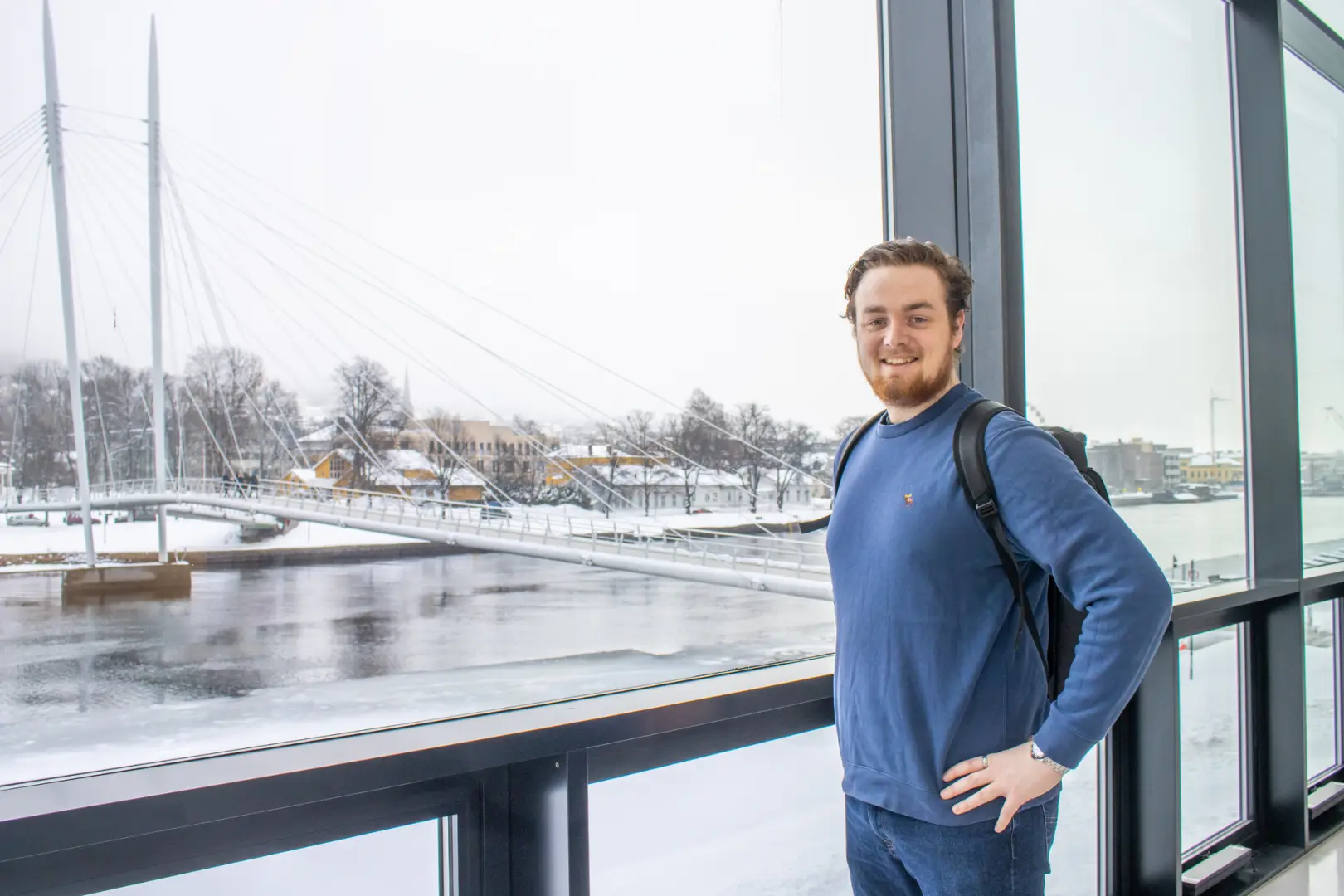 Student Henrik Eide at campus Drammen at Winter