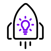 Icon of a rocket with a glowing idea