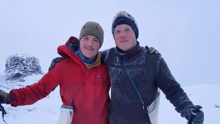 Friluftslivsstudentene Tobias Pettersen og Tobias Bjerg Ernshof. Her i fra Hemsedal, hvor de er på tur i fordypningsemnet Fjellsport. Friluftslivsstudenter Universitetet i Sørøst-Norge