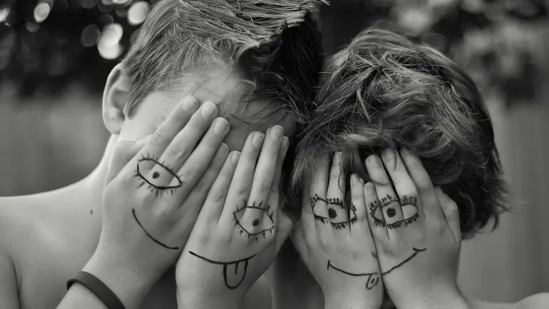 Covering face with hands