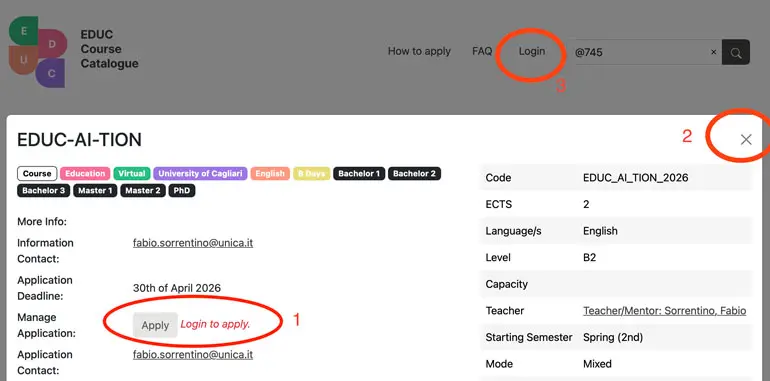 Steps for logging in