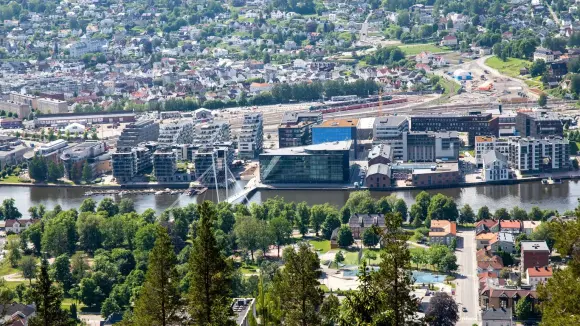 Campus Drammen fra luften