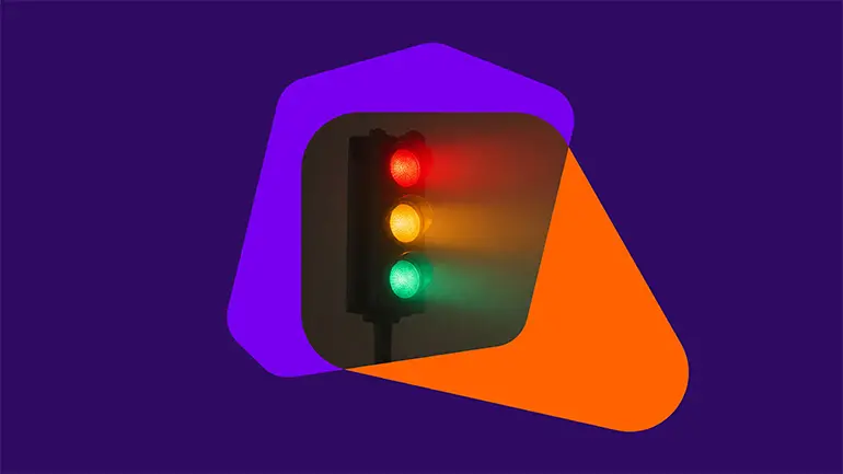 KVM illustration: traffic lights in a USN form