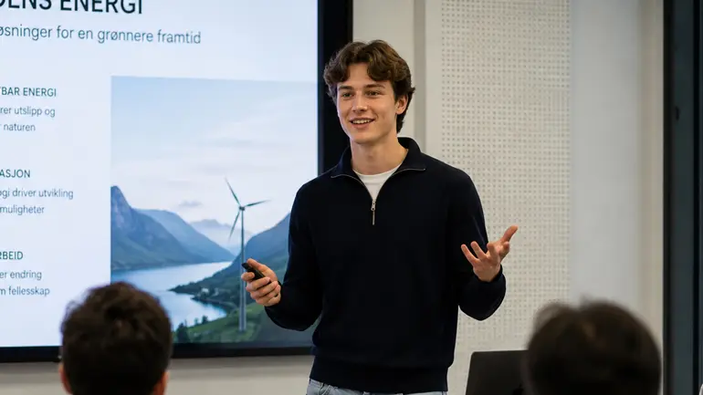 Student presenterer selvsikkert