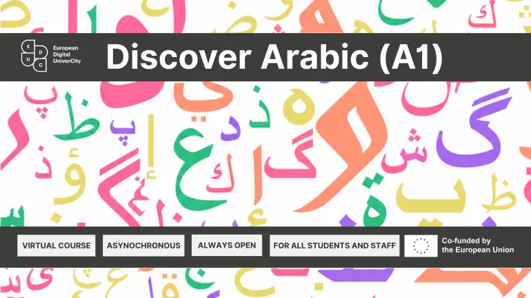 arabic letters in EDUC-colours. Illustration